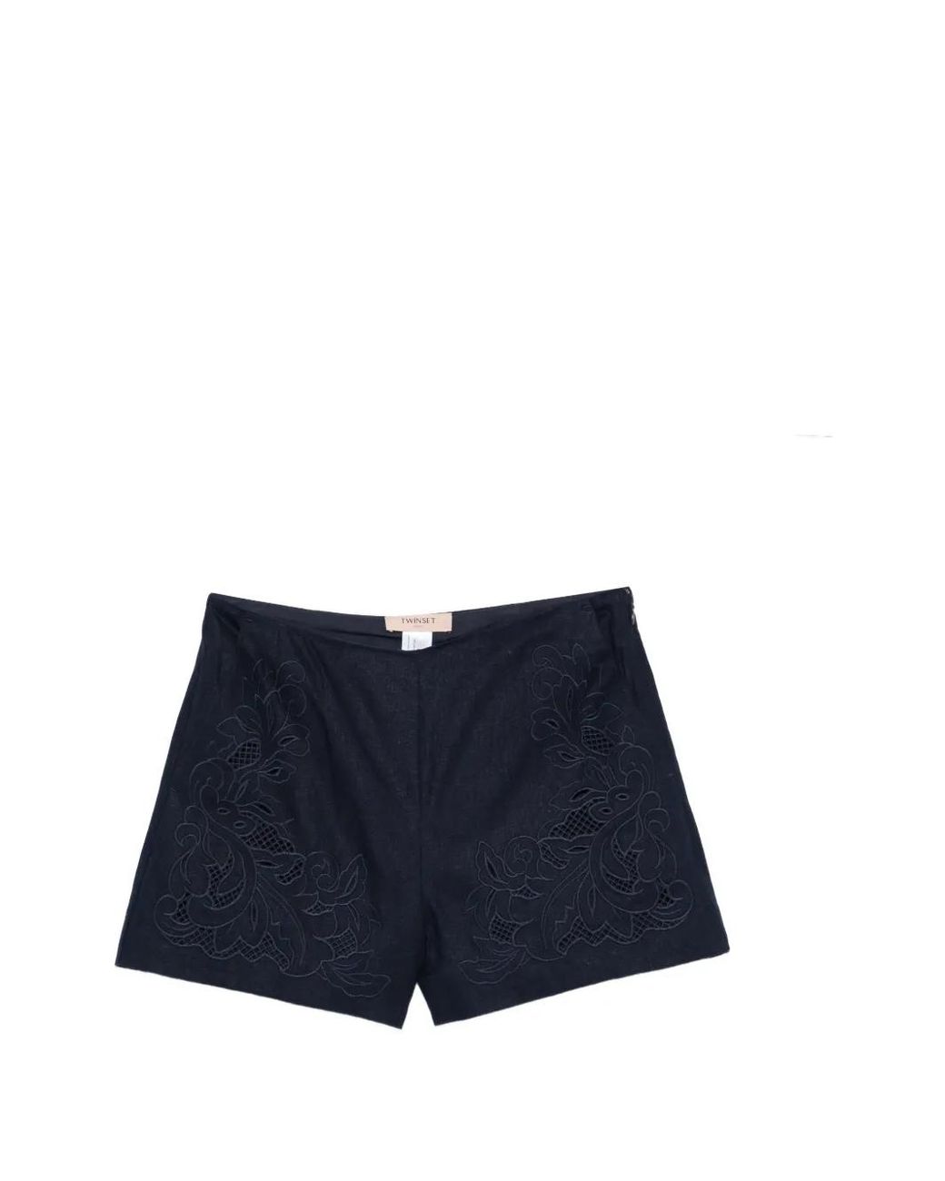 Twinset Blue Embroidered Mini Shorts