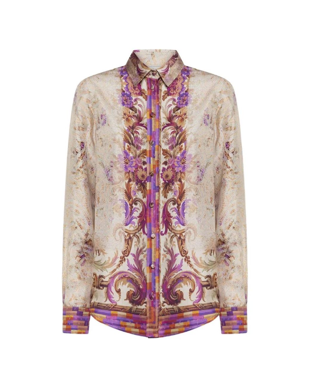 Pierre Louis Mascia Pink Aloe Floral Long-Sleeve Shirt