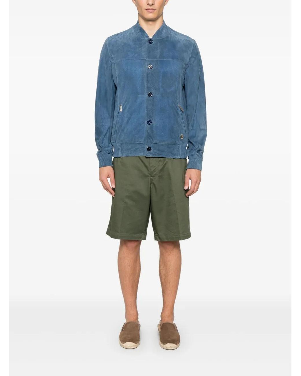 Stefano Ricci Blue Traforat Bomber Jacket for men