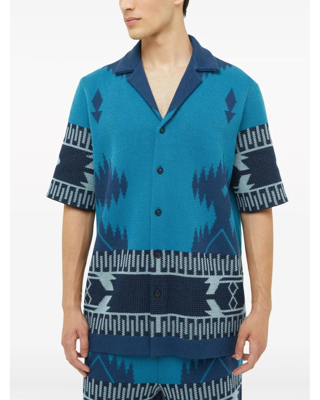 Alanui Blue Icon Jacquard Piqué Shirt for men