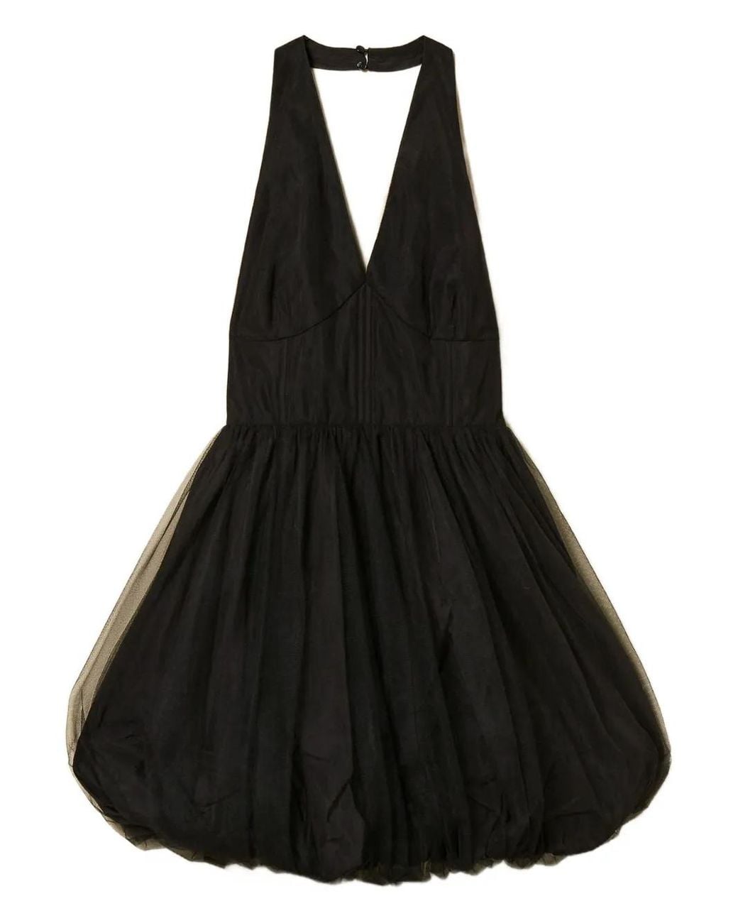 Twinset Black Short Tulle And Taffeta Dress