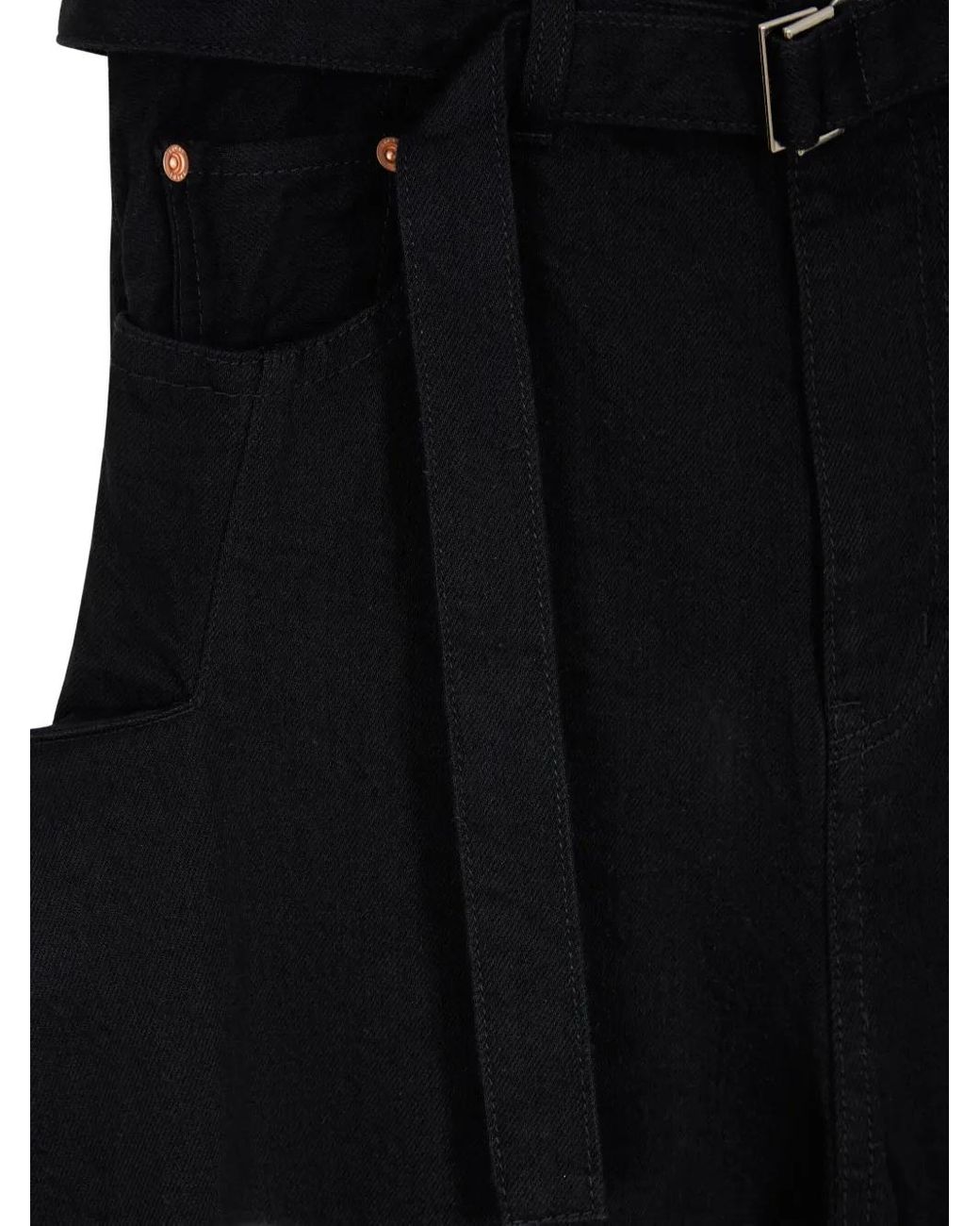 Sacai Black Jupe En Jean À Taille Ceinturée