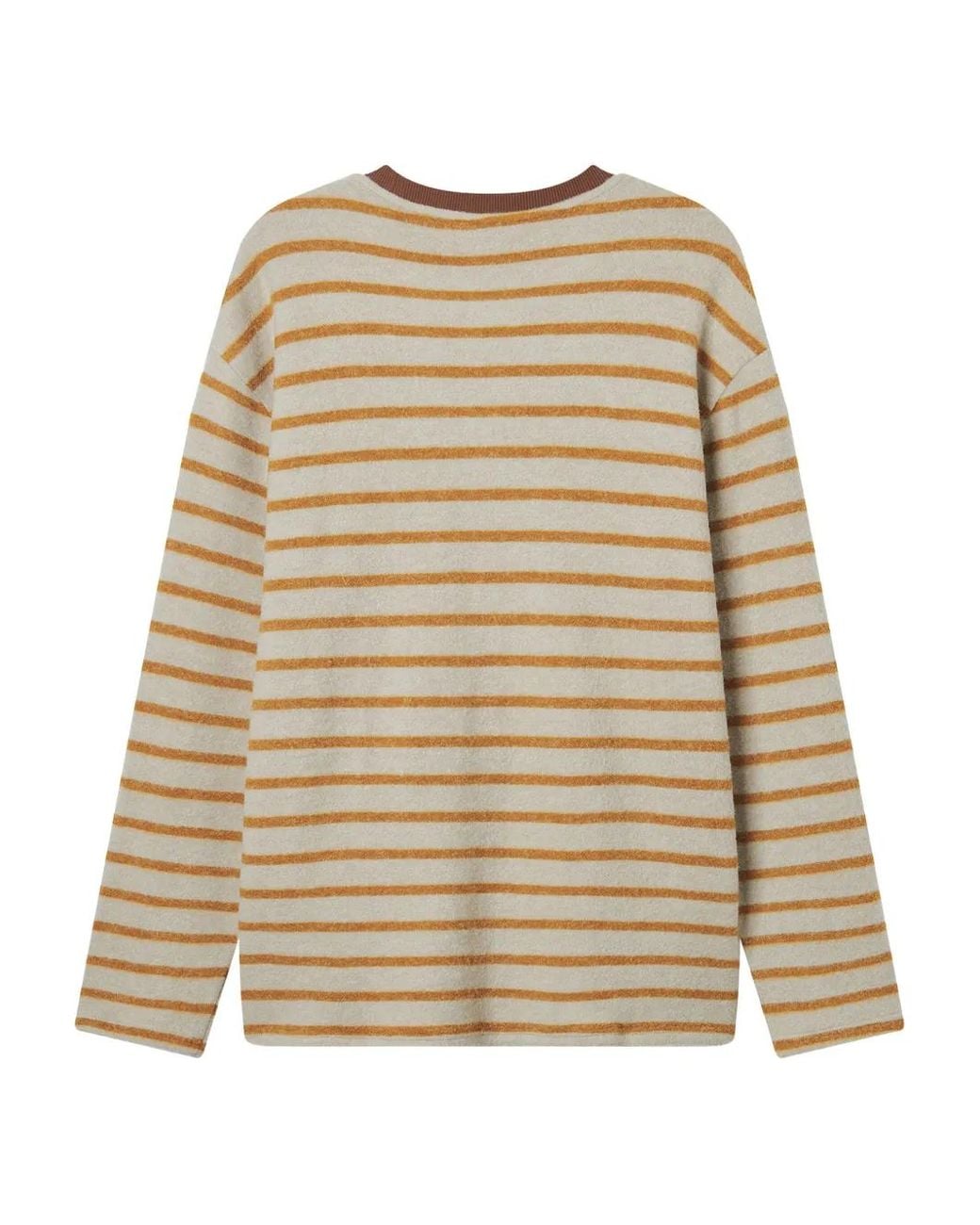 B+ AB Natural Striped-Pattern Top