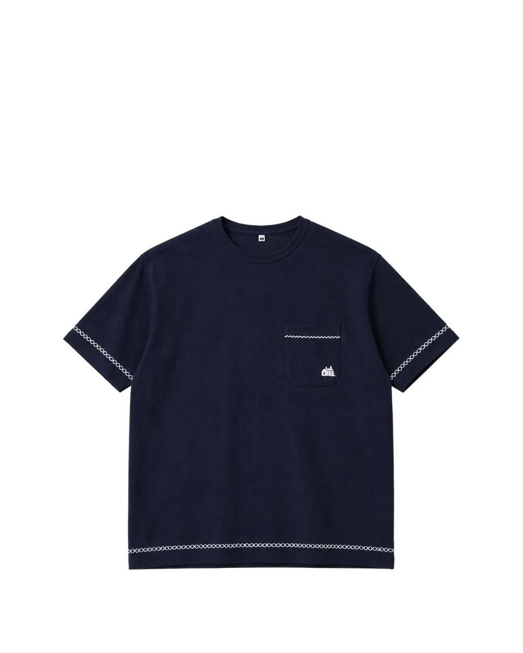 KHOKI Blue Hand-Embroidered Pocket T-Shirt