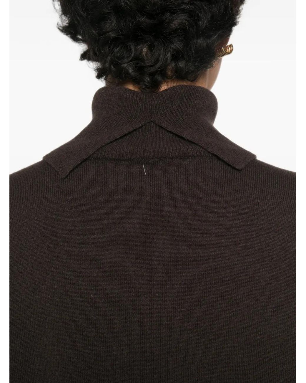Peserico Brown Argyle Roll-Neck Sweater