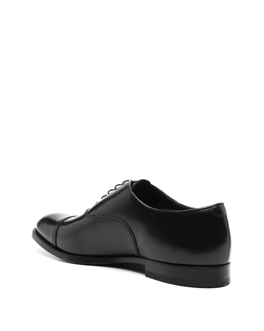 Doucal's Black Leather Oxford Shoes for men
