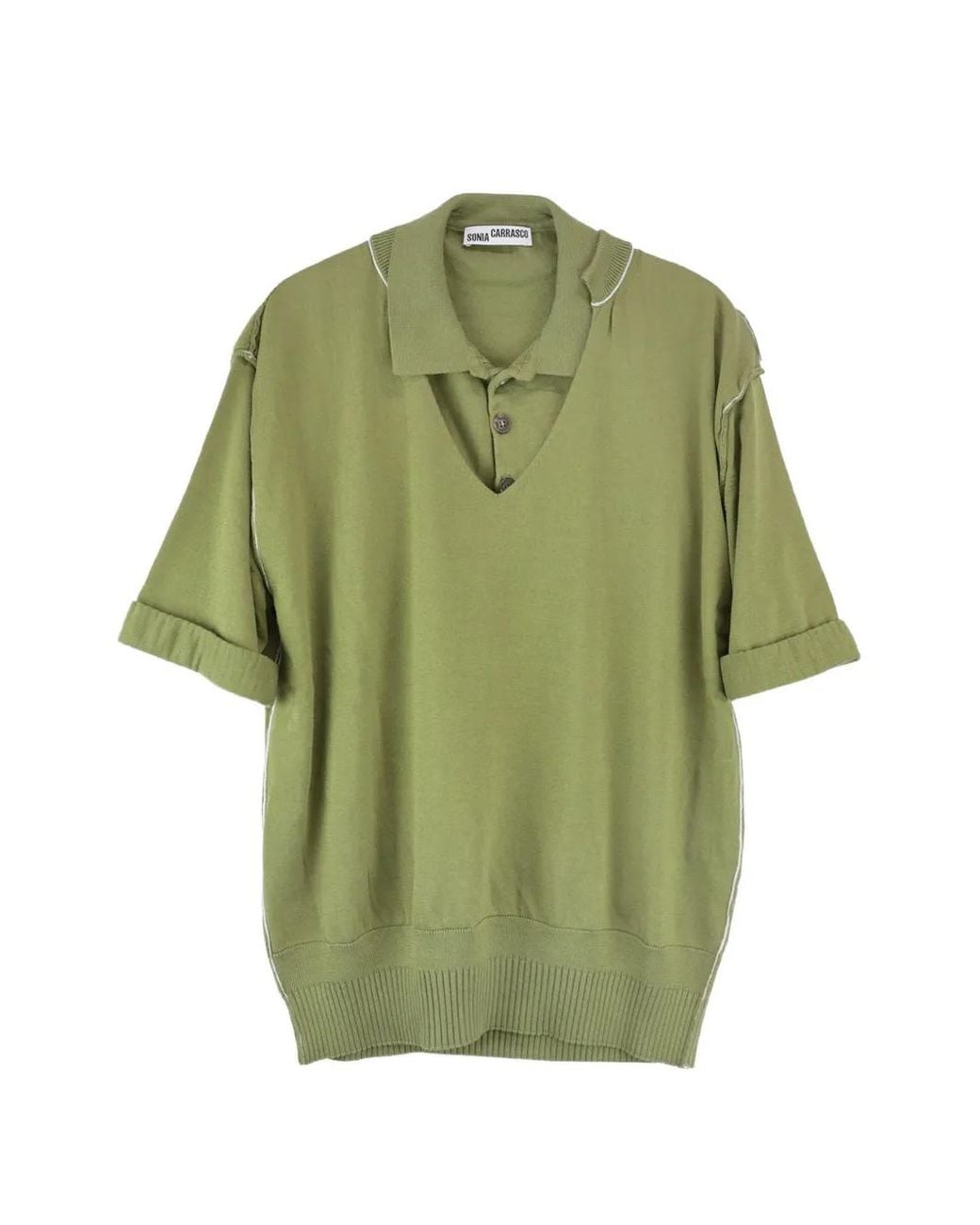SONIA CARRASCO Green Pull En Maille Fine À Effet Superposé