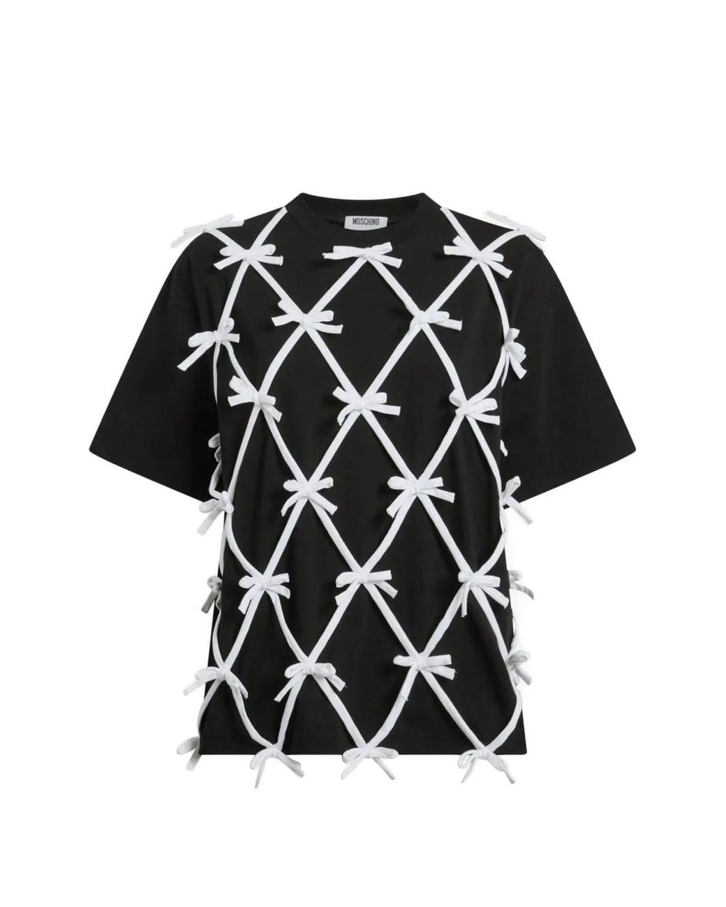 Moschino Black T-Shirt À Détail De Nœud Et Finitions Ajourées