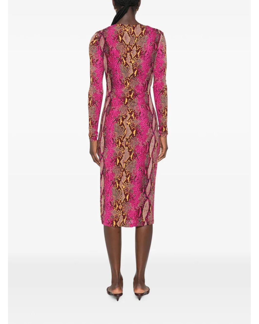 Diane von Furstenberg Red Darrius Snake-Print Midi Dress