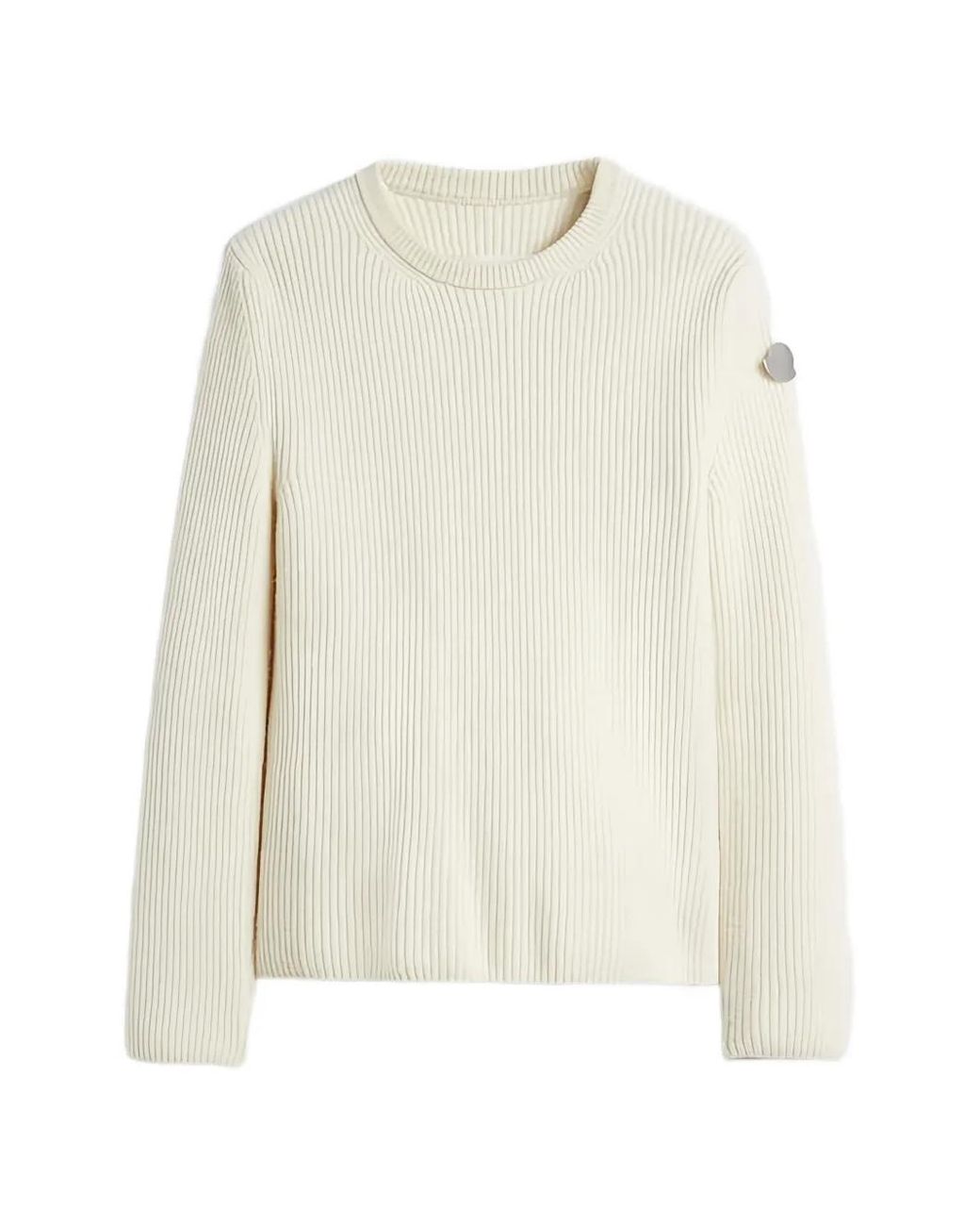 Jil Sander White X Moncler Gerippter Pullover Mit Logo-Patch