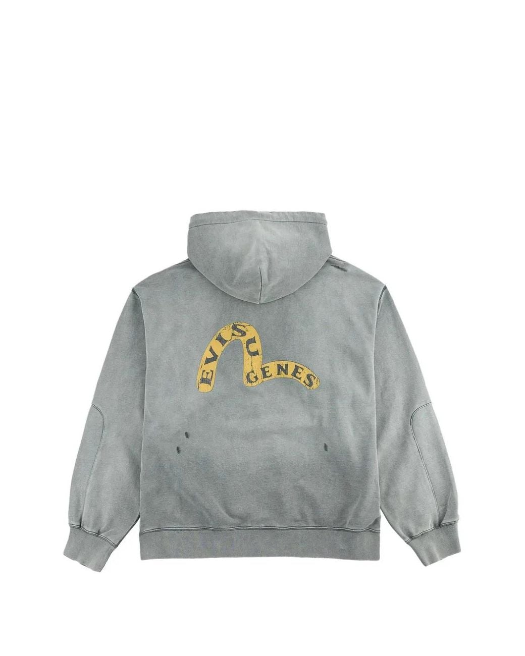 Evisu Gray Seagull Distressed Logo-Print Hoodie for men