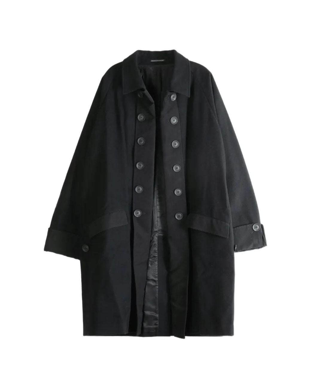 Yohji Yamamoto Black Double-Breasted Raglan-Sleeve Jacket for men