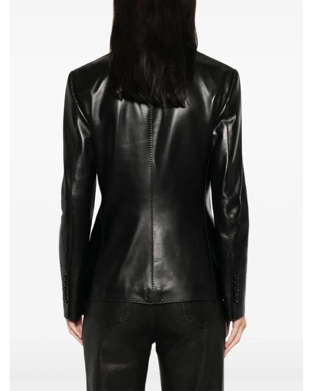 Tom Ford Black Notched-Lapel Leather Jacket