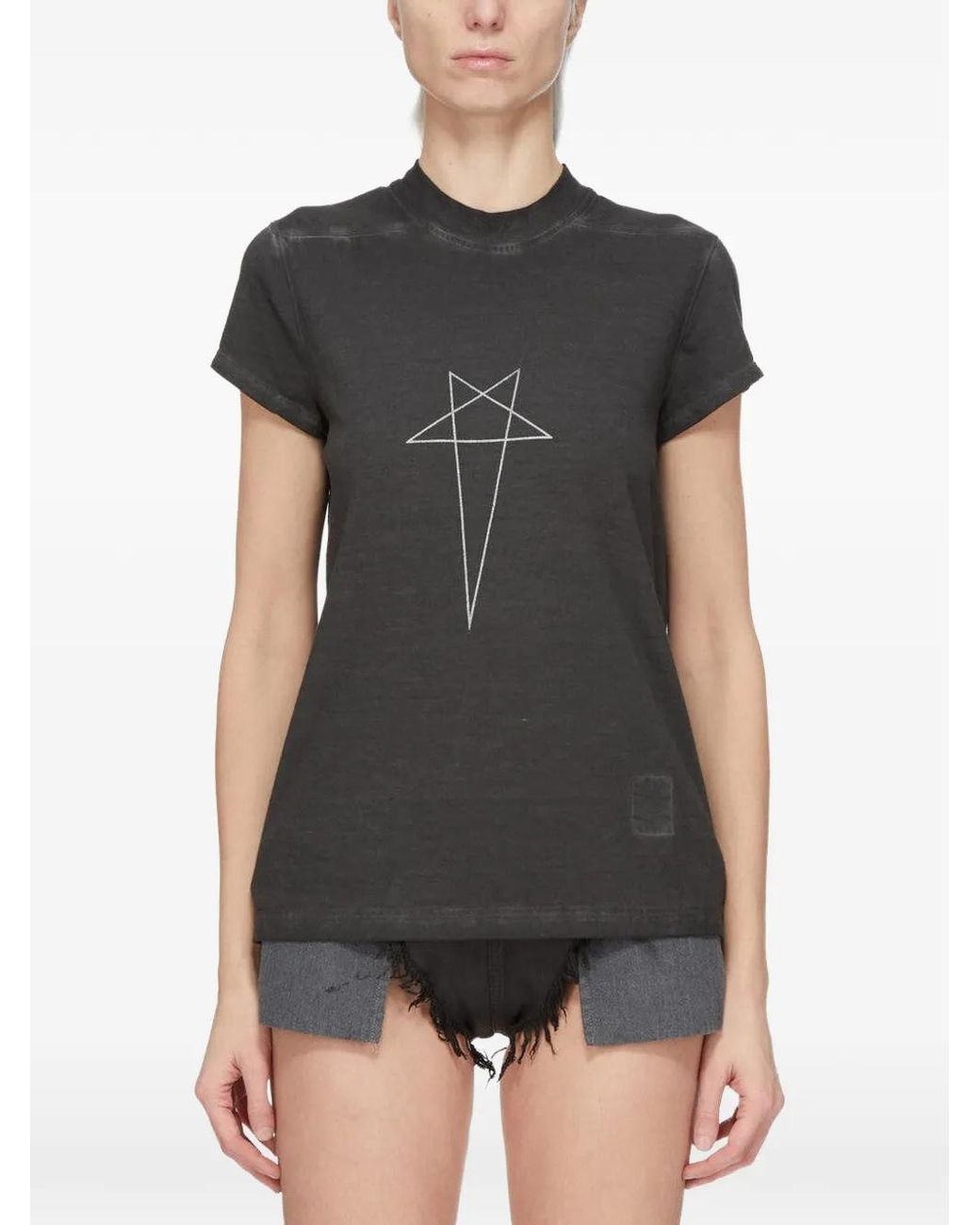 Rick Owens Black Pentagram-Print T-Shirt