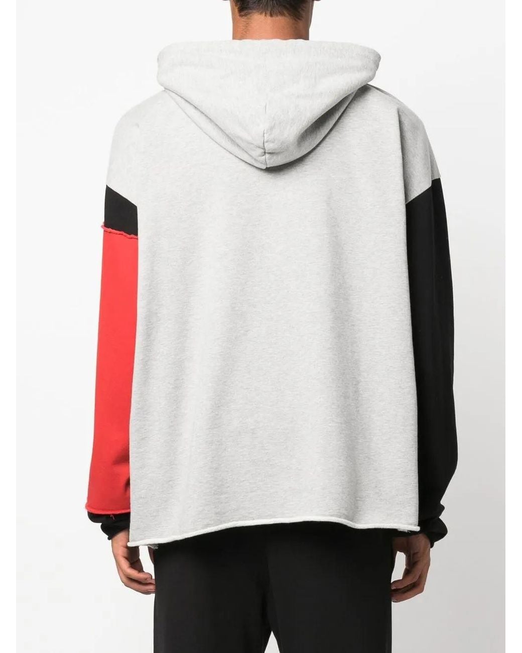 424 Gray Drawstring Colour-Block Hoodie for men