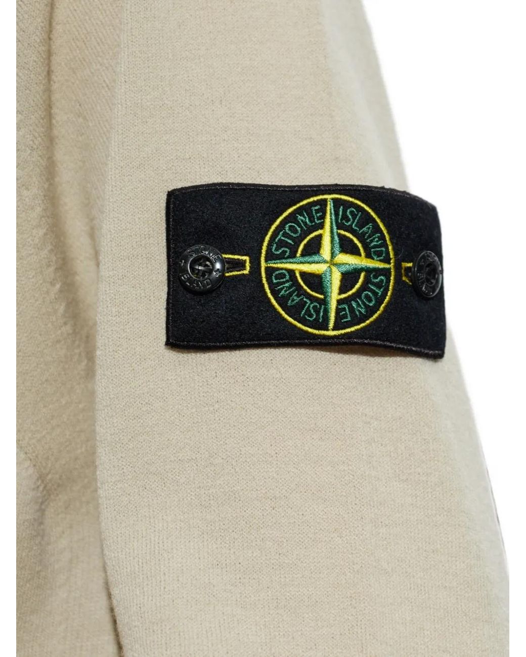 Stone Island White Long-Sleeved Jersey With Logo Patch for men