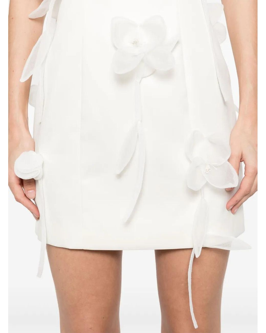 ROTATE BIRGER CHRISTENSEN White Big Flower Mini Dress