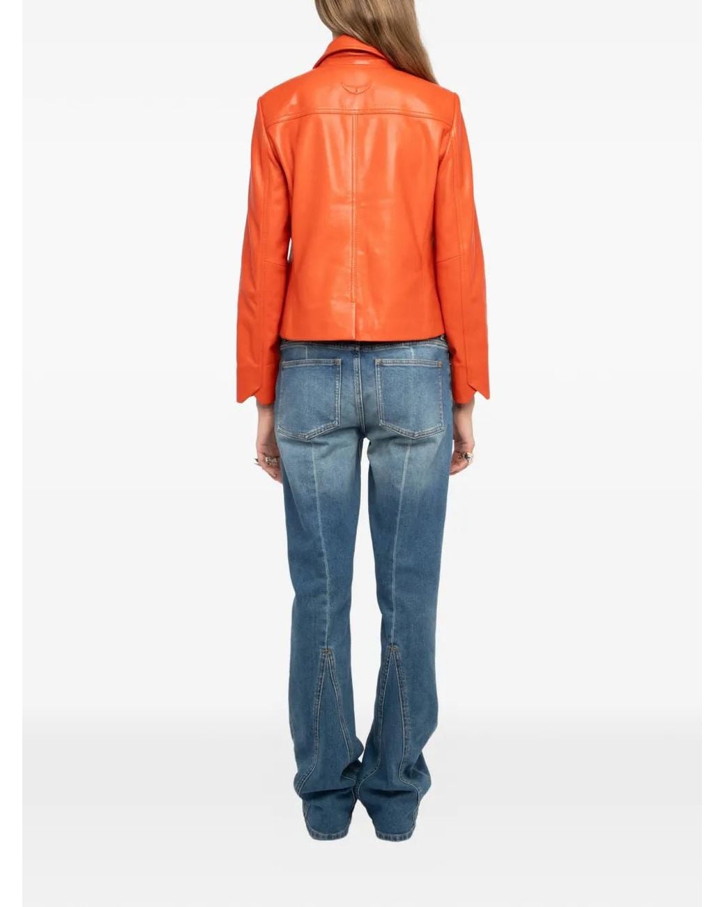 Zadig & Voltaire Orange Liam Leather Jacket