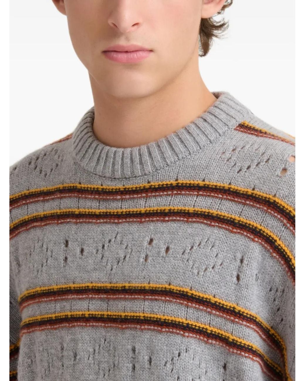 Marni Gray Cashmere Open-Knit Sweater for men