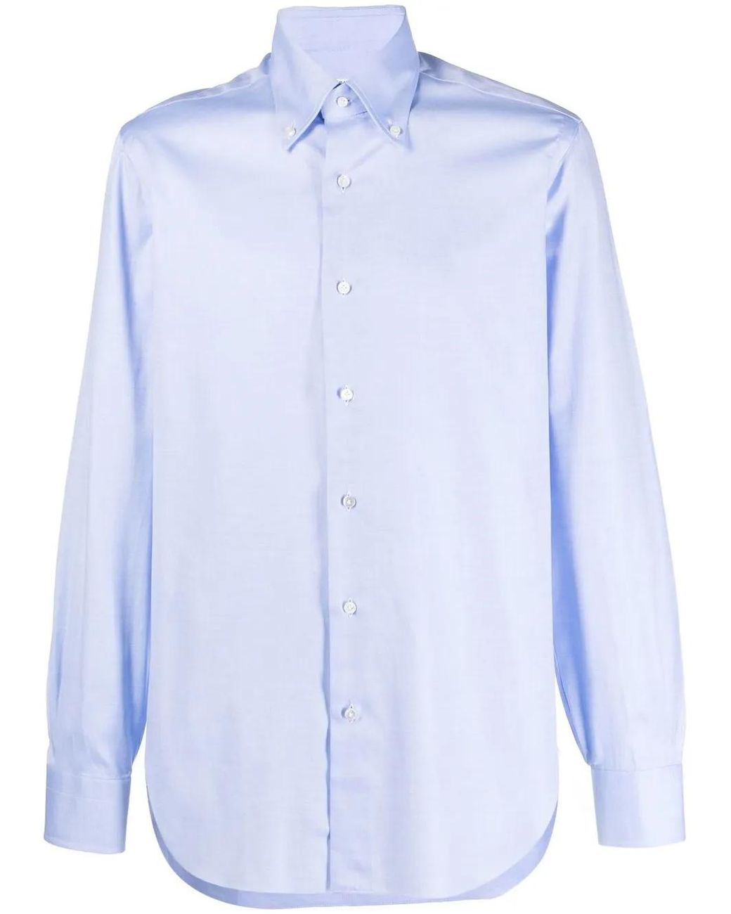 Barba Napoli Blue Point-Collar Cotton Shirt for men
