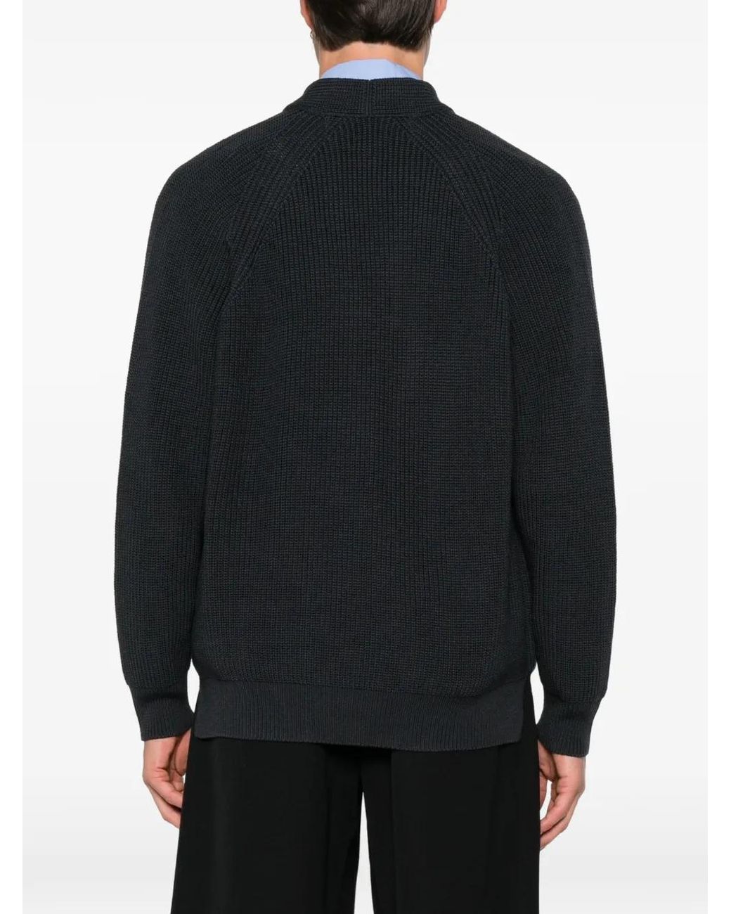 Comme des Garçons Black Ribbed-Knit Zip-Up Cardigan for men