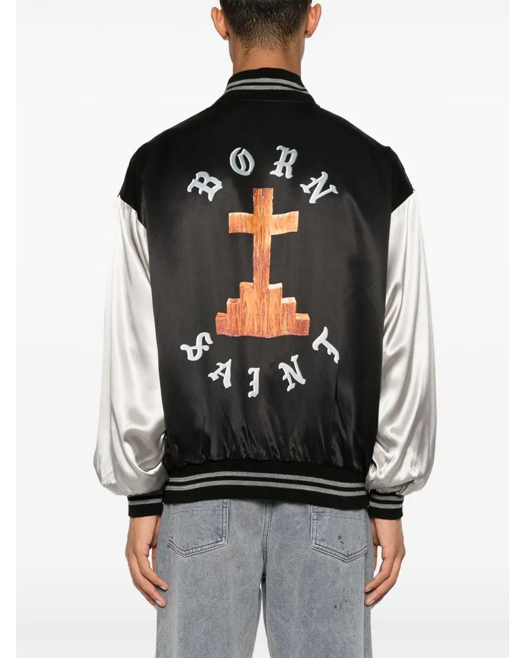SAINT Mxxxxxx Black Satin Bomber Jacket for men