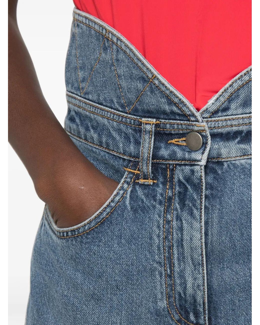 Philosophy Di Lorenzo Serafini Blue High-Waisted V-Cut Jeans