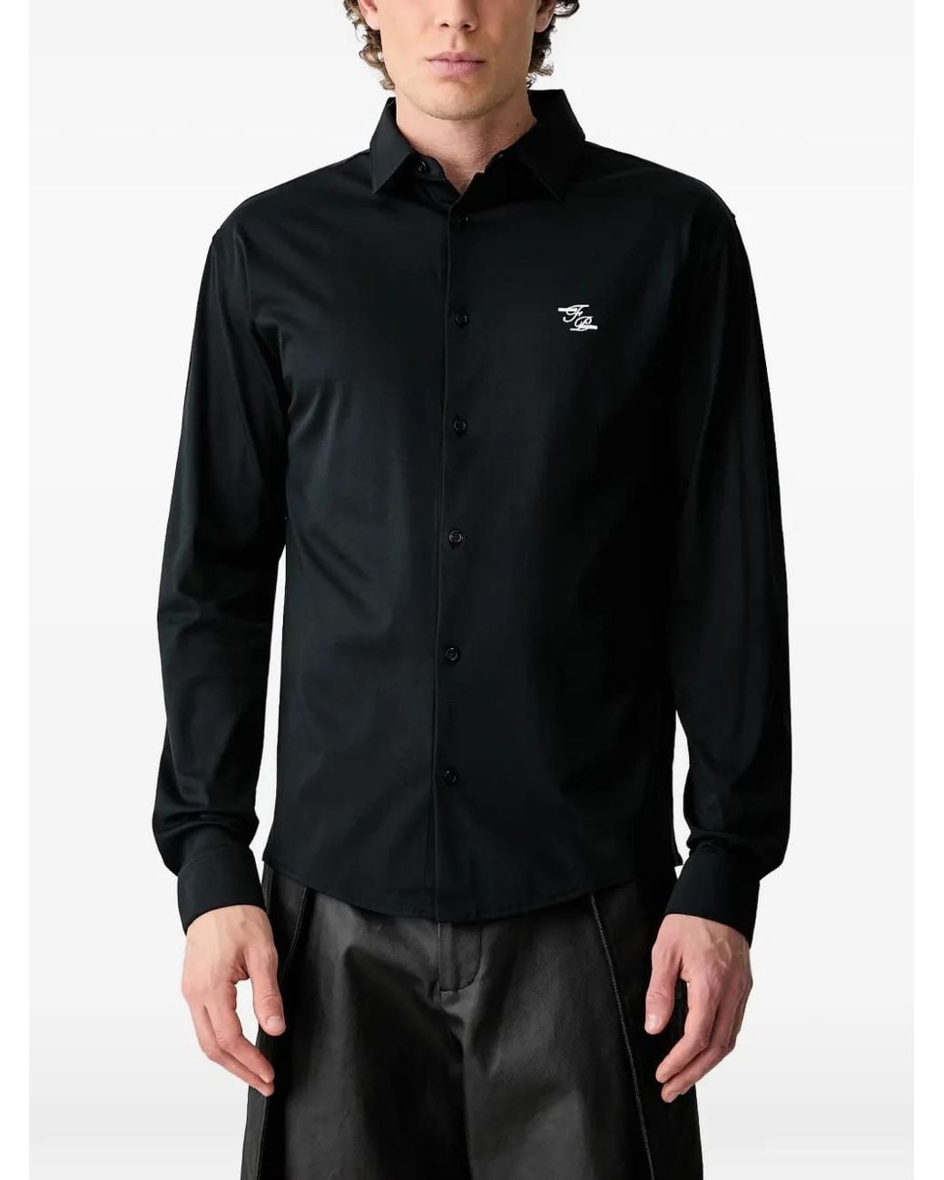 Filling Pieces Black Chemise À Logo Brodé for men