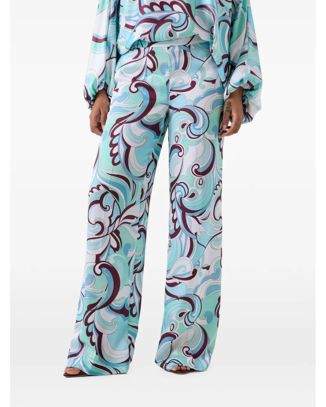 MARCIANO BY GUESS Blue Carmen Abstract-Print Trousers