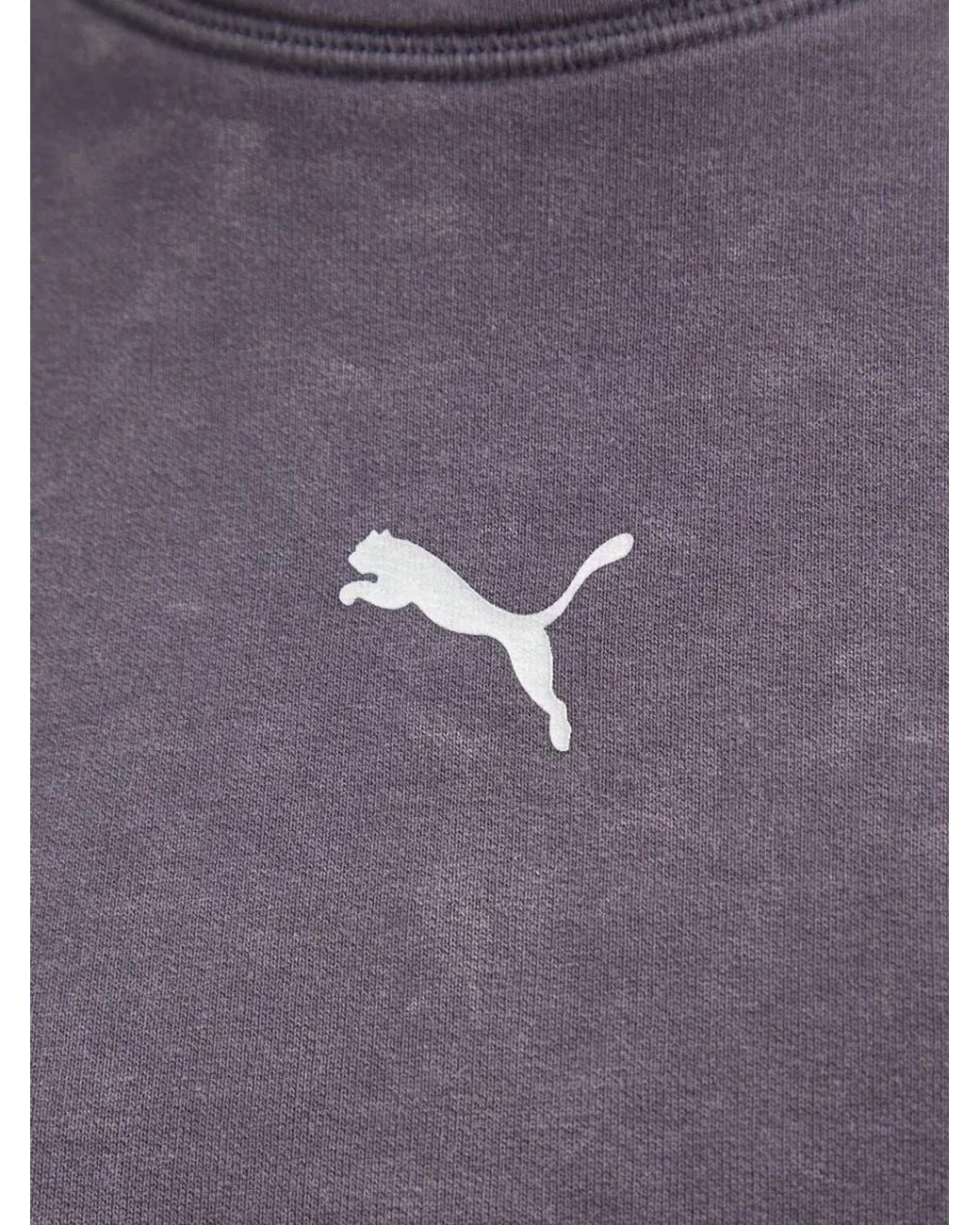 PUMA Purple Logo-Print Cropped Sweater