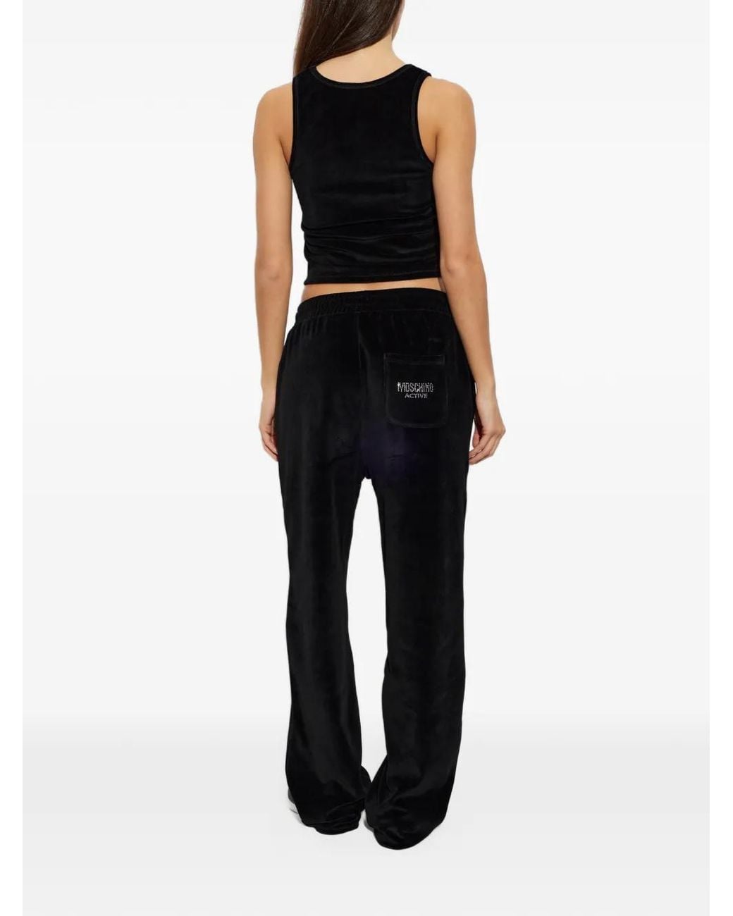 Moschino Black Active Rhinestone-Logo Pajamas