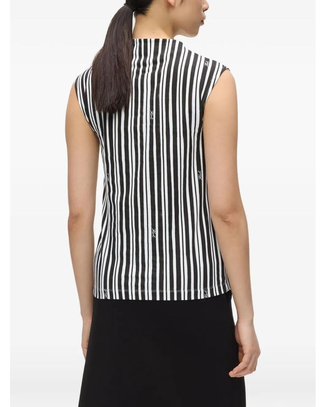 Karl Lagerfeld Black Striped-Pattern Top