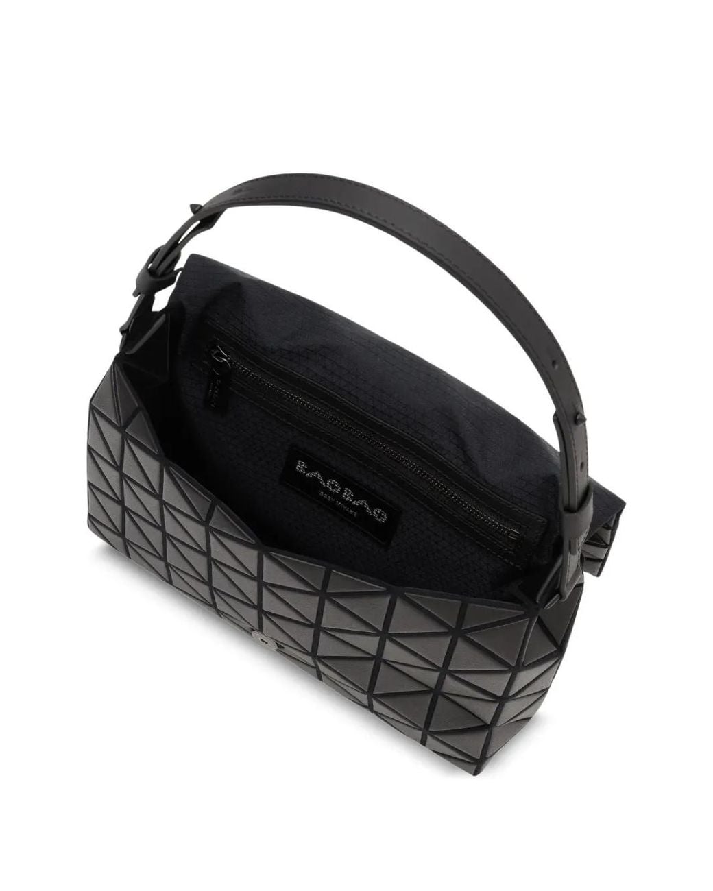 Issey Miyake Black Fossotte Geometric-Panel Shoulder Bag