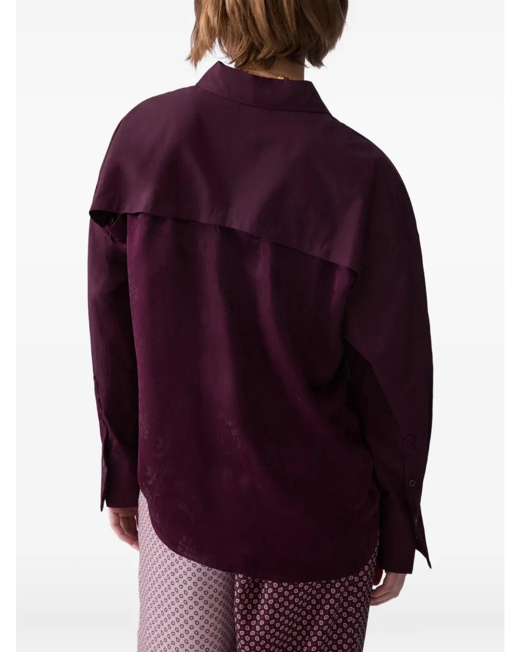 Liu Jo Purple Shirt With Jacquard Satin Insert