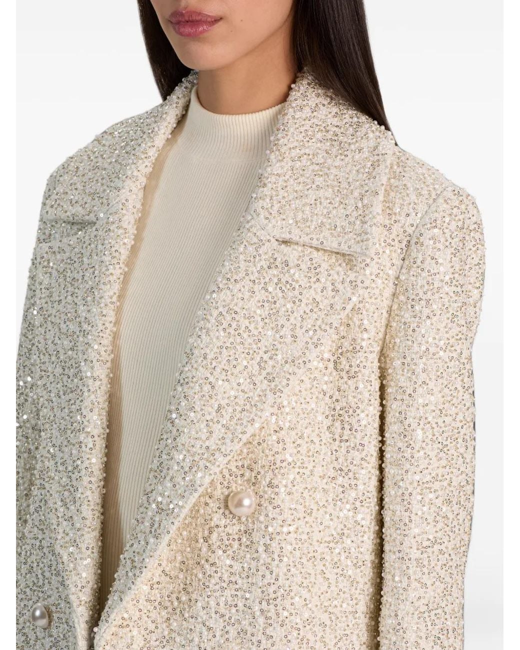 Alice + Olivia White Nicholas Double-Breasted Coat