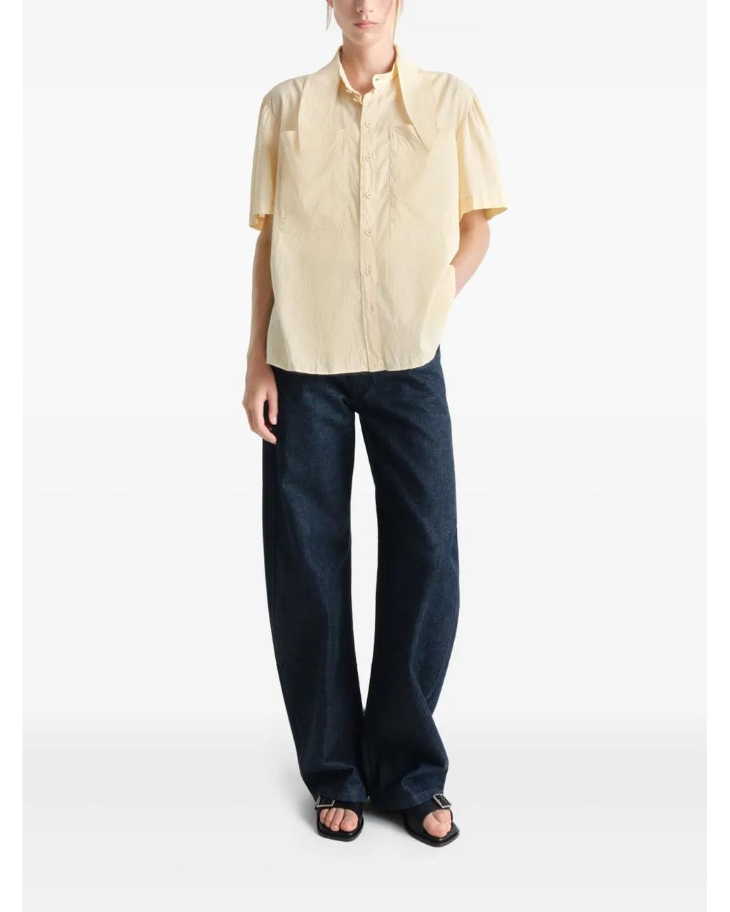 Lemaire Short Sleeve With Foulard Shirt in Natural | Lyst