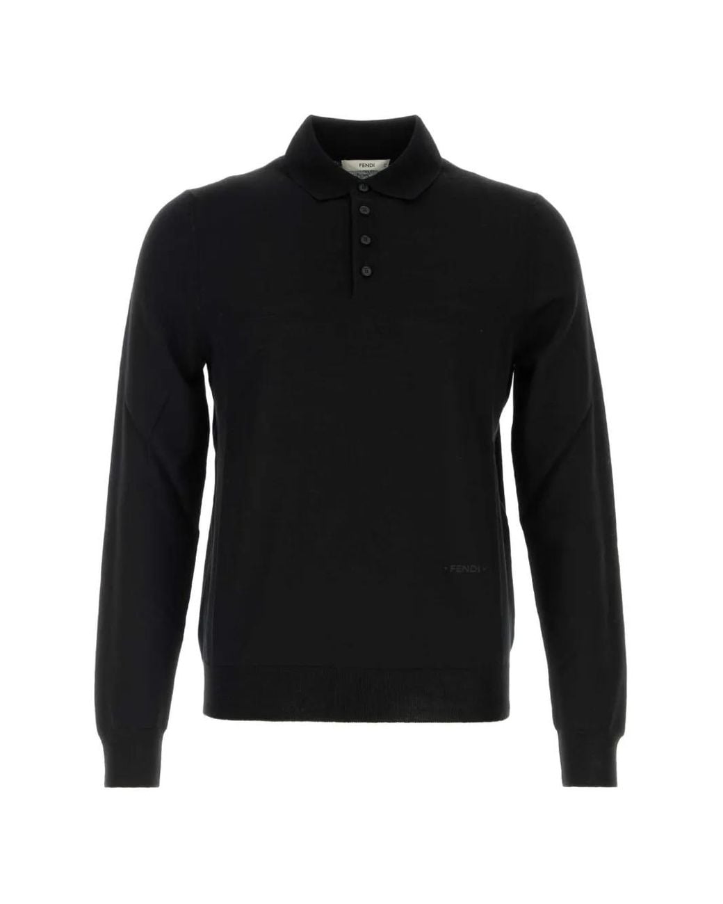 Fendi Black Long-Sleeve Polo Shirt for men