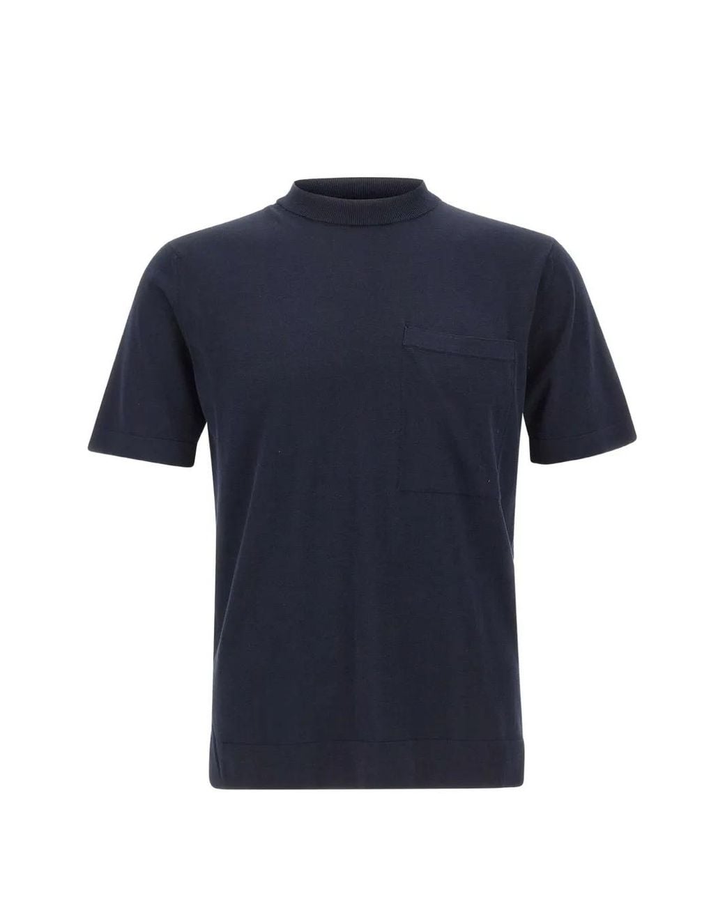FILIPPO DE LAURENTIIS Blue Chest-Pocket Ribbed-Neck T-Shirt for men