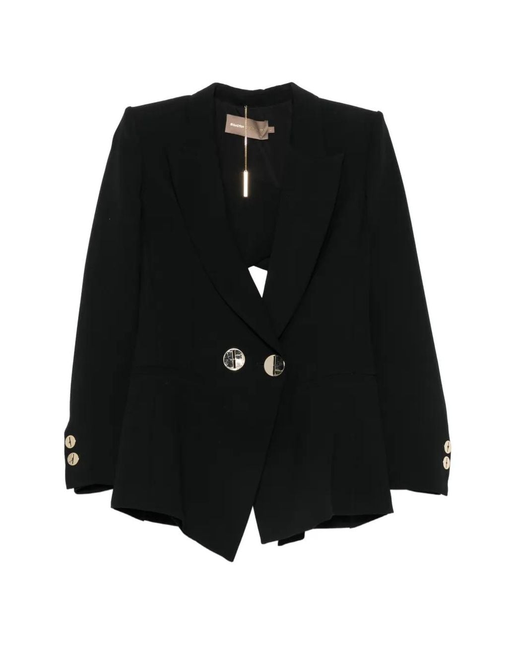 SIMONA CORSELLINI Black Cut-Out Double-Breasted Jacket