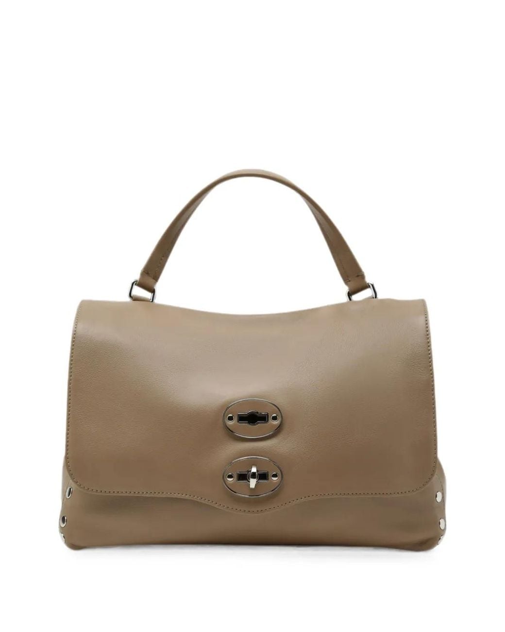 Zanellato Brown Small Postina Stud-Embellished Tote Bag