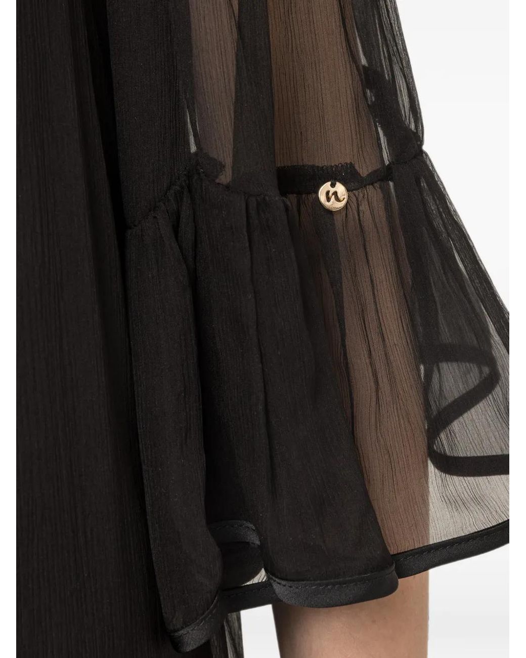Nissa Black Silk Midi Dress