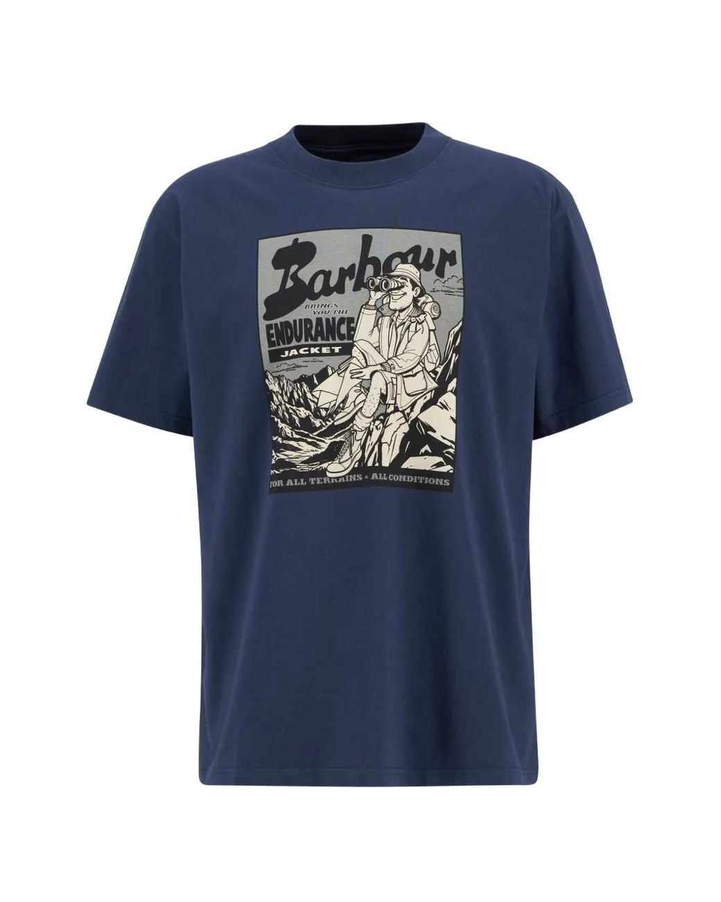 Barbour Blue Conditions Oversized Graphic T-Shirt for men