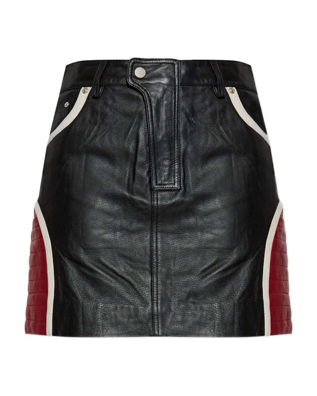 Gestuz Black Panelled Leather Skirt
