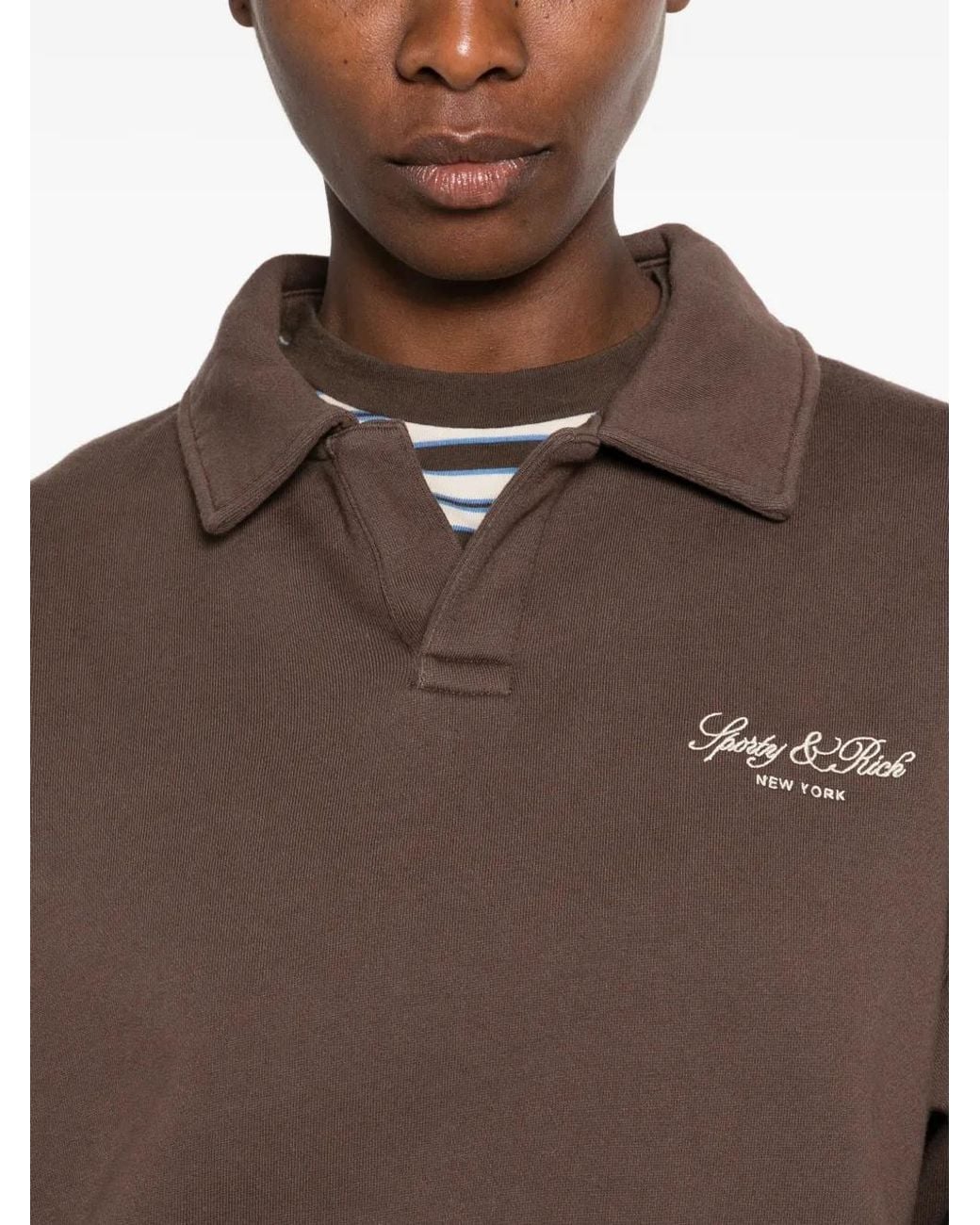 Sporty & Rich Brown Logo-Embroidered Sweatshirt