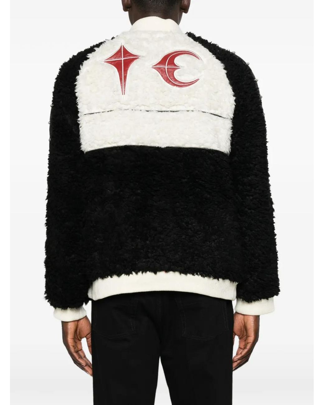 THUG CLUB Black Studded Faux-Shearling Jacket for men