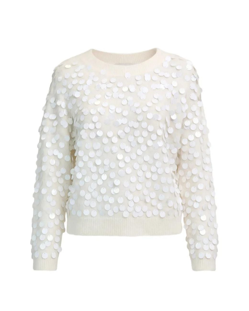 Cinq À Sept White Briana Paillette-Embellished Sweater