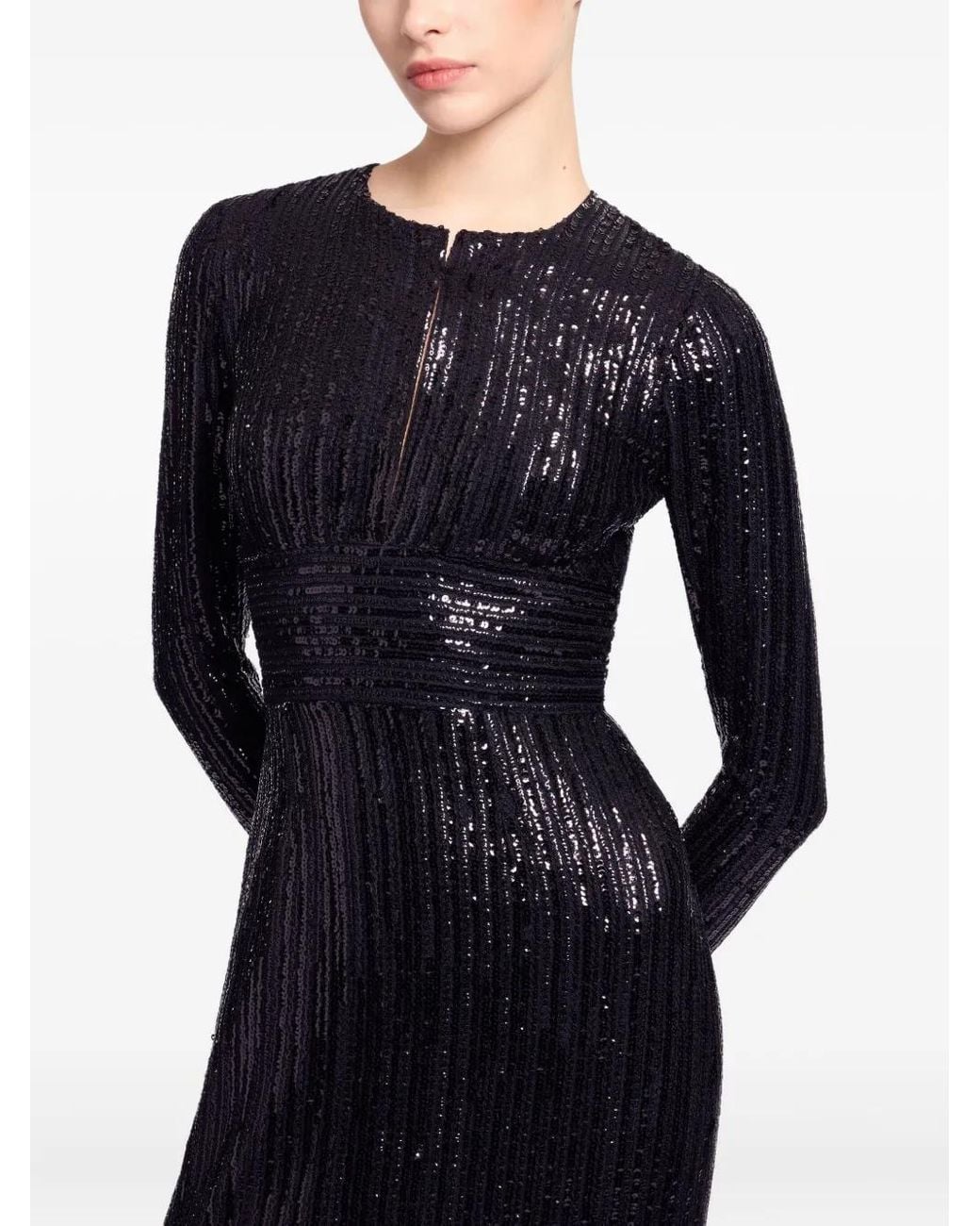 Elie Saab Blue Sequin-Embellished Maxi Dress