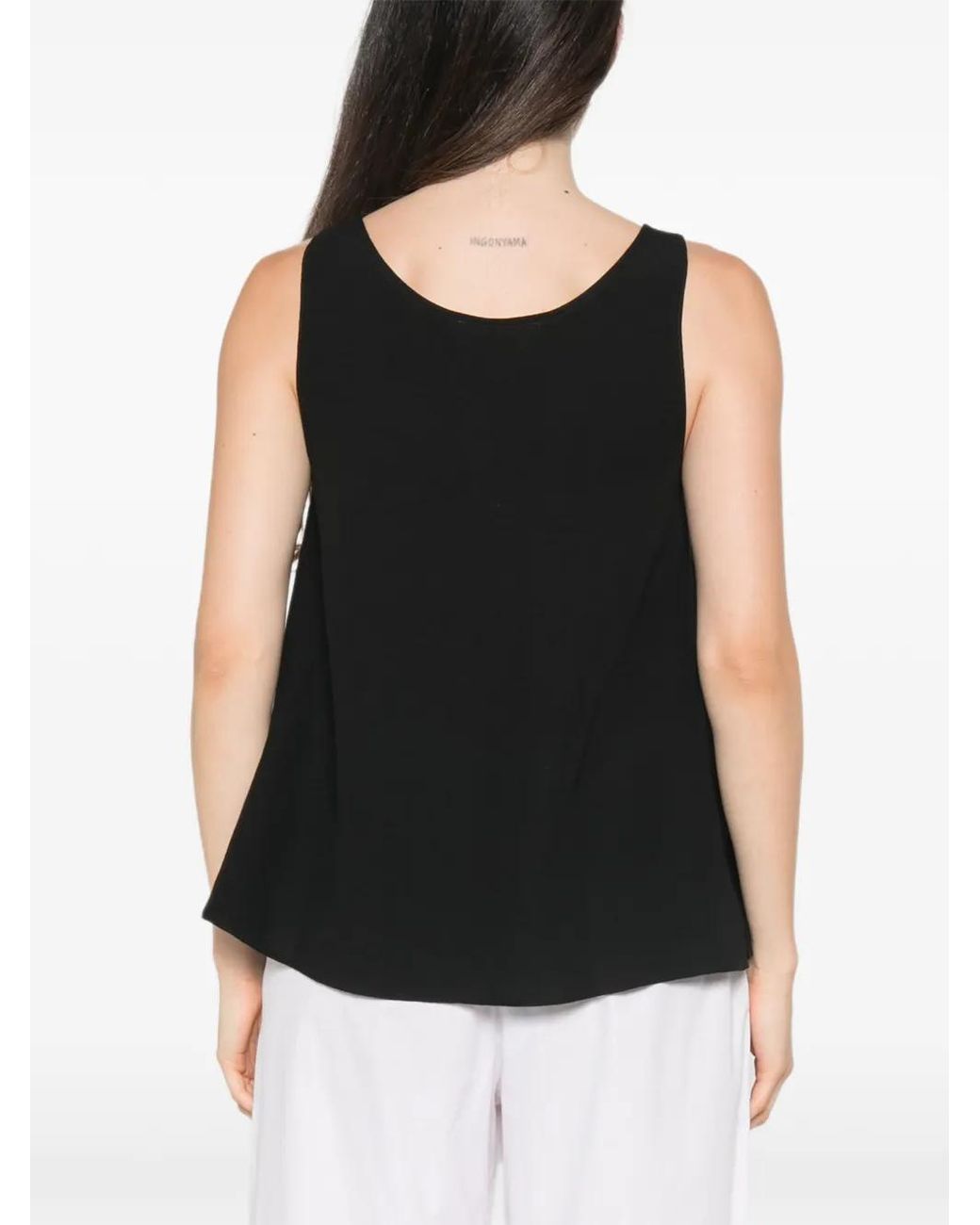 MOUTAKI Black Scoop-Neck Sleeveless Blouse