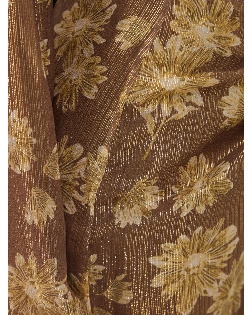 Ferragamo Natural Jupe Mi-Longue En Soie Métallisée