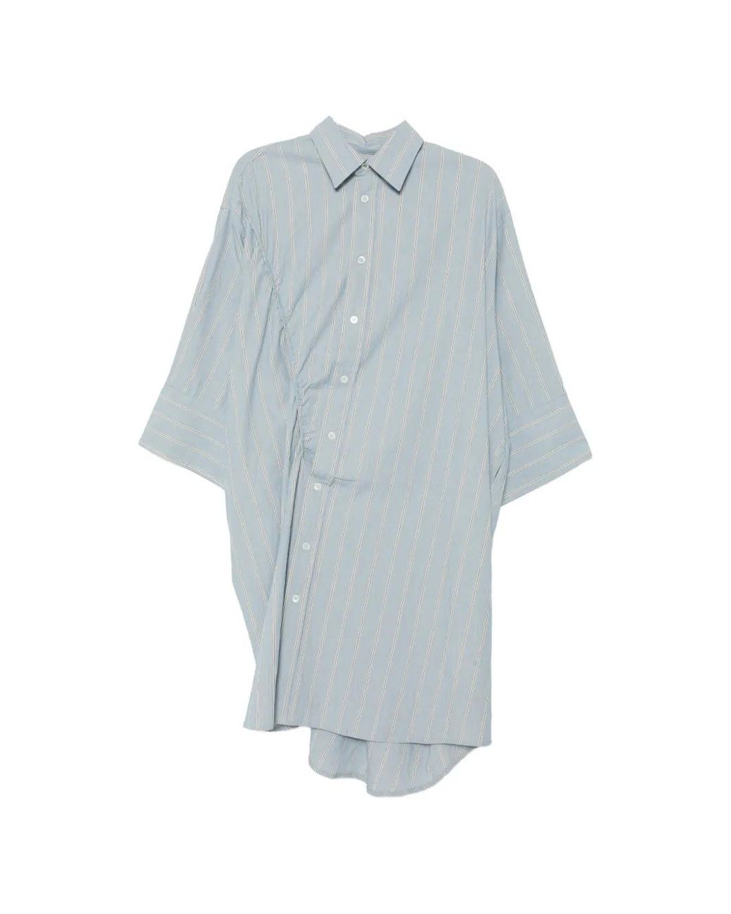 Marina Yee Blue Twister Striped Shirt